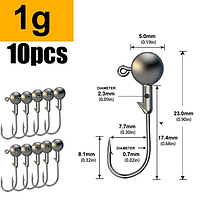 Набор рыболовных крючков SV 10 шт. 1 g с кривошипной джиг-головкой (sv3308)