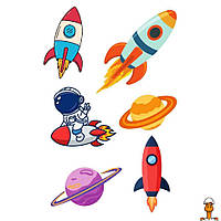 Временная татуировка ракеты, 6 картинок, детская игрушка, от 3 лет, Ink-Ok 74372783