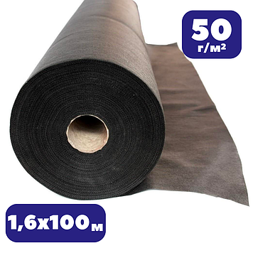 Спанбонд для полуниці 50 г/м² чорне 1,6х100м агроволокно для теплиці та винограду мульчувальне (br-AWB5016100)