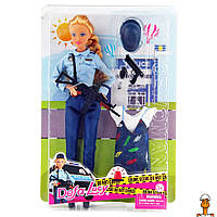 Кукла с нарядом defa, 29 см, полиция, платье, детская игрушка, синий, от 3 лет, Bambi 8388-BF(Blue)