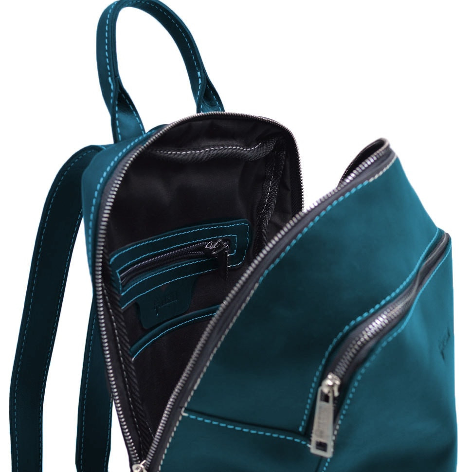 Тор! Женский кожаный голубой рюкзак TARWA RKsky-2008-3md - фото 2 - id-p2073590410