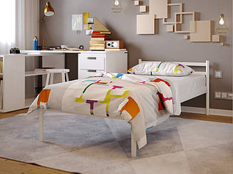 Односпальне металеве ліжко економ-класу в стилі Лофт для готелів, хостелів, гуртожитків.