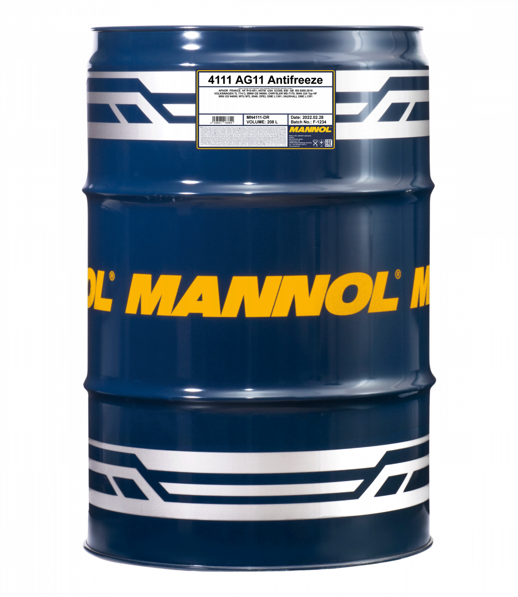 Охолоджуюча рідина Mannol Antifreeze AG11 Longterm синій 208л