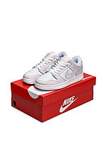 Женские кроссовки Nike SB Dunk Low Retro White Easy Pink (Розовые) Обувь Найк СБ Данк Лоу Ретро кожа демисезон