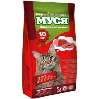Сухий корм Муся Яловичина для котів, 10 кг