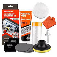 Комплект для полировки фар полировальная паста, полировальные и шлифовальные круги Visbella