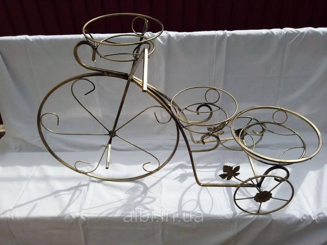 Кована підставка для квітів Велосипед великої підставки для рослин металева, підставка з металу, фото 1