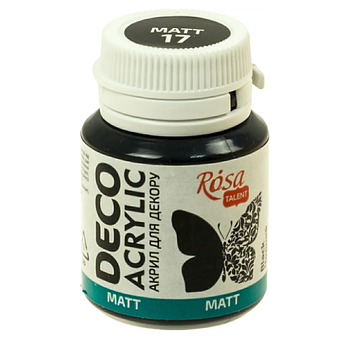 Акрил для декору Rosa Talent №20017 Матова декоративна акрилова фарба 20 мл Чорний (X-423)