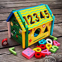 Дерев'яний будиночок сортер Fun Game 20х14х15 см - Бизиборд Будиночок