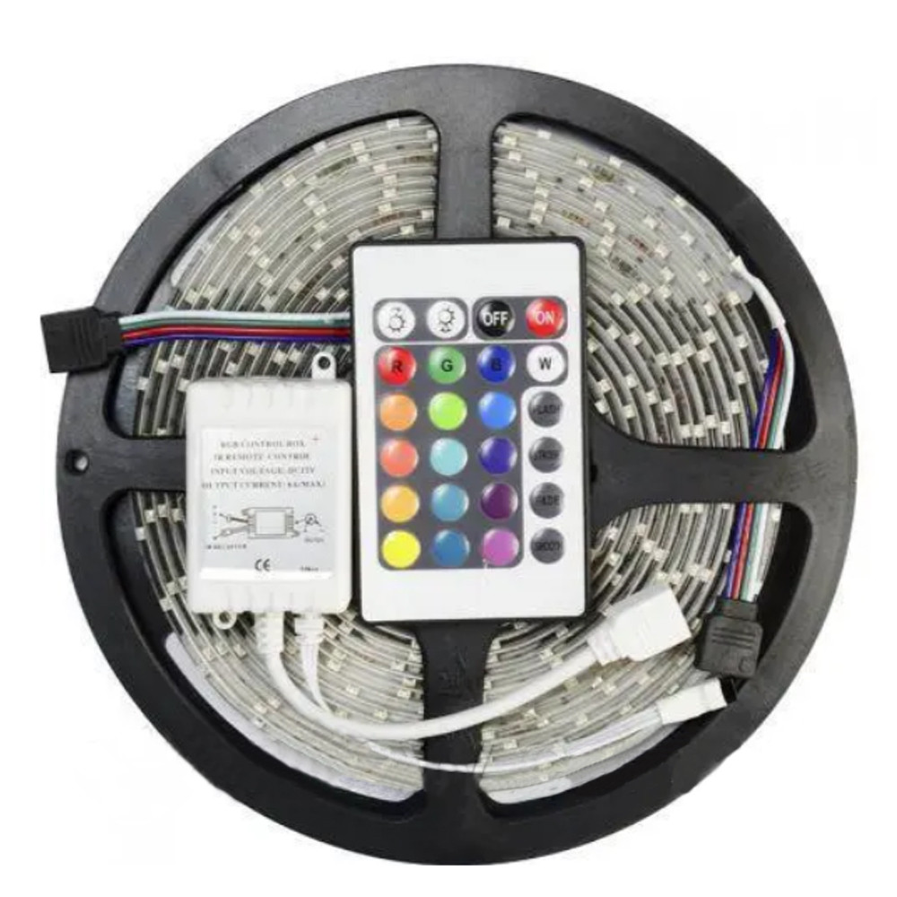 Світлодіодна стрічка 5050 LED RGB на 5 м з пультом та блоком живлення SF-16 Гнучка світлодіодна стрічка, фото 1