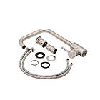 Кухонна мийка Lidz H5050 з дозатором кошиком і змішувачем Lidz Vida гнучкий, фото 10