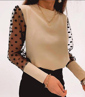 Жіноча блузка з рукавами в горошок,РОЗМІР ТІЛЬКИ 40(S)