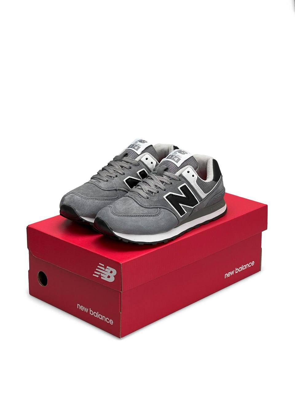 Жіночі кросівки New Balance 574 Premium Gray White Black (Сірі) Взуття Нью Баланс 574 натуральний замш демісезон, фото 1