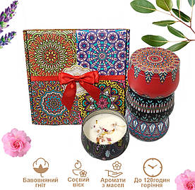 Уцінка!Подарунковий набір ароматичних свічок із соєвого воску з 2 гнотами в металевій банці з кришкою