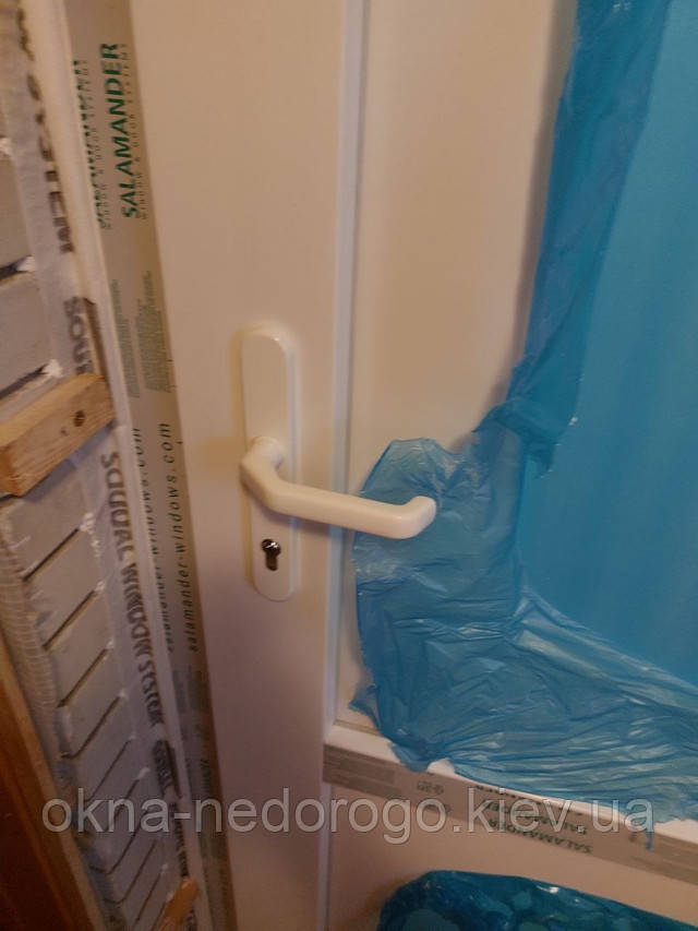 Металопластикові двері Гостомель (комплектація нажимним гарнітуром) фото