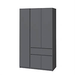 Сучасна стильна розпашна тридверна шафа сіра без ручок для одягу 120 см у спальню Брайт 1221