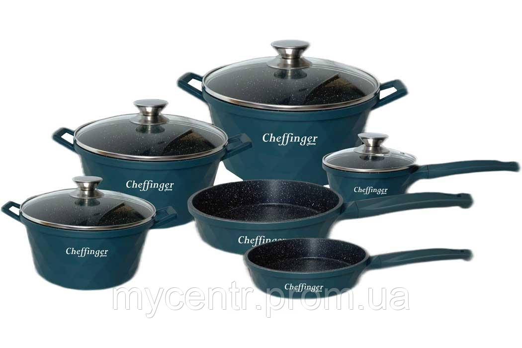 Набір кастрюль Cheffinger CF-DIAC12 Blue 10 предметів