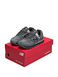 Жіночі кросівки New Balance 574 Premium Dark Gray Navy (Сірі) Взуття Нью Баланс 574 натуральний замш демісезон В'єтнам