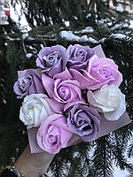 Букет для момі на 8 березів. Подарунок для коханої на день Валентина. Букет квітів з мила. Троянди з мила.
