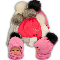 Детский комплект - шапка и шарф для девочки, A724ST, Grans (Польша), утеплитель Softi Term
