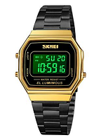 Годинник електронний наручний чорний квадратний з підсвічуванням Skmei наручний Годинник Ретро водостійкий