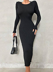 Облягаюча сукня міді з трикотажу рубчик з відкритою спиною (р. S-L) 79035487