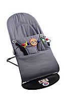 Дитячий шезлонг-гойдалка BABY Balance Soft A1 з дугою з іграшками темно-сірий/бавовна (BBT-05-00), фото 11