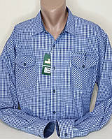 Батальная мужская рубашка Hetai vd-0106 классическая голубая в клетку, мужские рубашки хлопок больших размеров 8XL