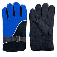 Зимние флисовые перчатки универсальные с застежкой утепленные для парней и девушек, синие (TV)