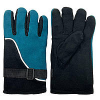 Перчатки зимние флис (застежка), флисовые перчатки унисекс, перчатки с застежкой зеленые (TV)