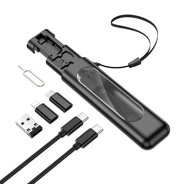 Комплект Borofone BU3 кабель Type-C/Type-C + адаптери (USB/Lightning/Micro) (3A/0,28 м) Box чорний