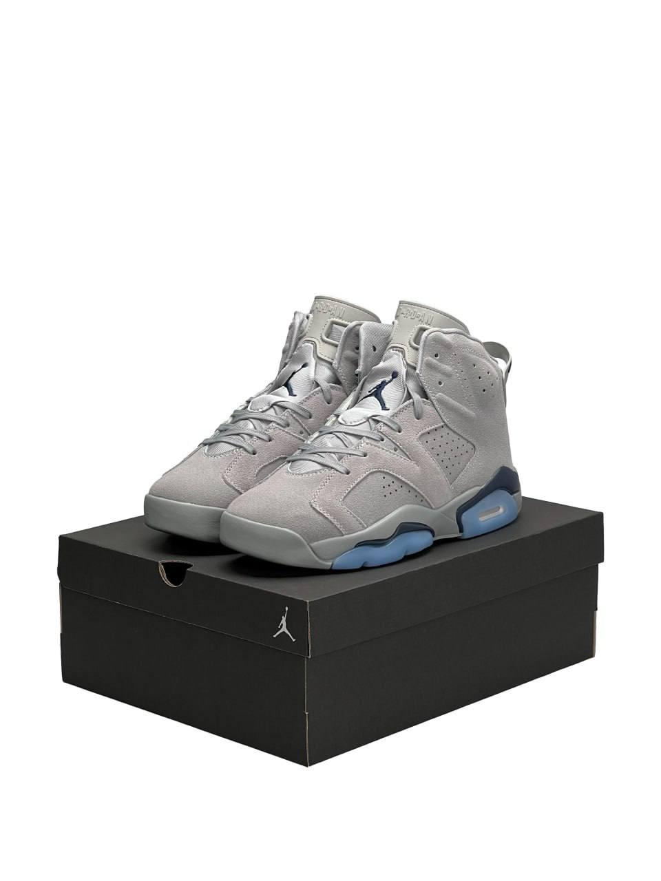 Чоловічі кросівки Nike Air Jordan Retro 6 Gray Sky (Сірі) Взуття Найк Аір Джордан 6 Ретро високі замшеві демісезон