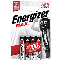 Батарейка щелочная Energizer Max LR3, ААА, Alkaline, блистер 4 шт. (TV)