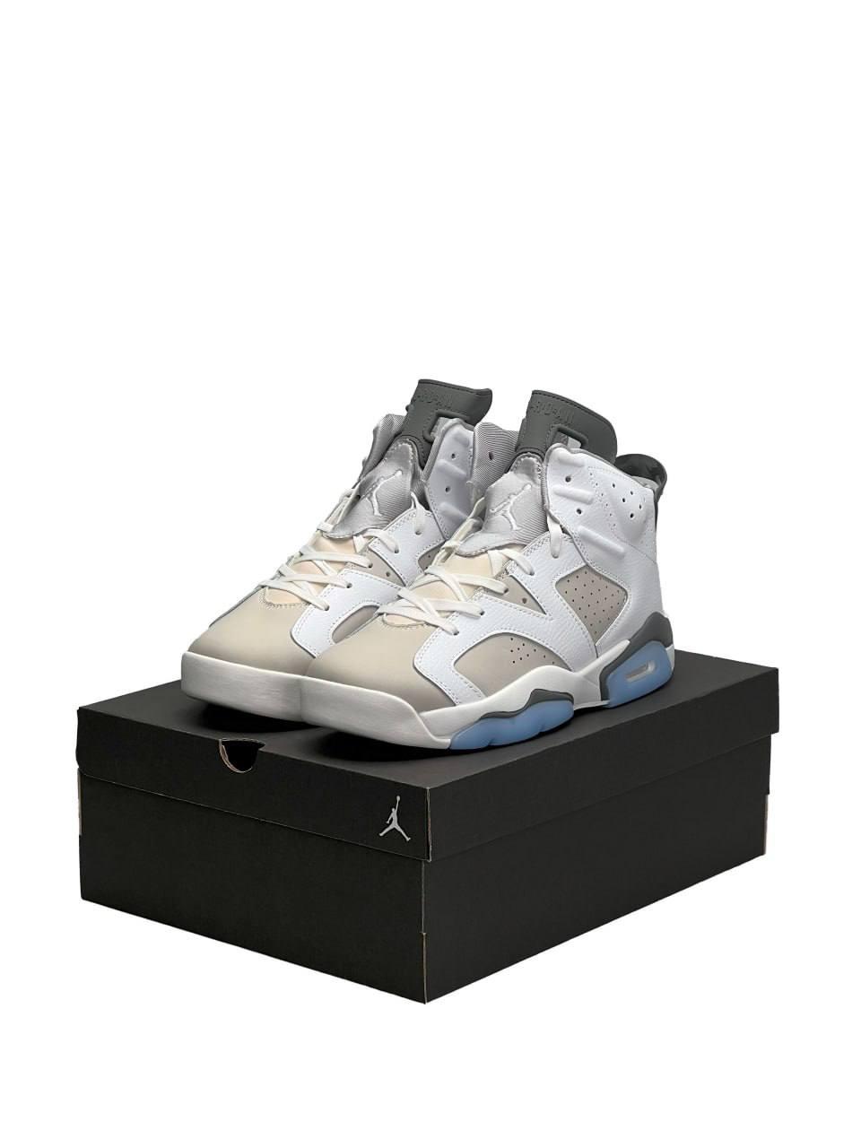 Чоловічі кросівки Nike Air Jordan Retro 6 White Sky (Білі) Взуття Найк Аір Джордан 6 Ретро високі шкіряні демісезон