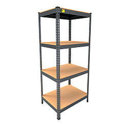 Металевий складський стелаж Emby Light Series (розмір 1500х900x600мм) 4 полиці ДСП до 100кг Чорний