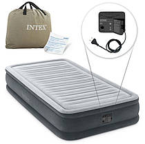 Односпальне надувне ліжко Intex 67766(99х191х33) Comfort-Plush Mid Rais Airbed + вбудований електронасос