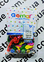 Кульки повітряні гумові  Gemar/Італія 10 "/26 см., кольоровий мікс G90/80, 100 шт./уп. No 09801/1101-0003 (3942