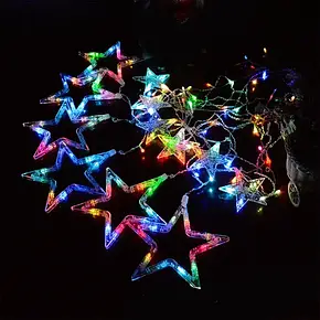 Гірлянда штора LED Зірка мультик із пультом, Гірлянда Зірка, фото 3