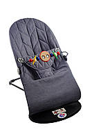 Дитячий шезлонг-гойдалка BABY Balance Soft A1 з дугою з іграшками темно-сірий колосок/бавовна (BBT-18-00), фото 11