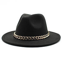 Шляпа Федора черная с устойчивыми полями Golden унисекс