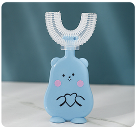 Дитяча U образна силіконова зубна щітка Блакитний  40131