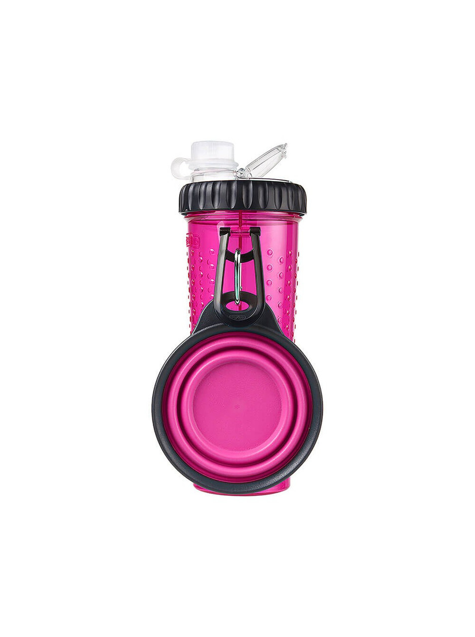 Пляшка подвійна прозора під рідину та корм 480мл зі складною мискою 240мл Snack Duo Пурпурний (PW4504322405)