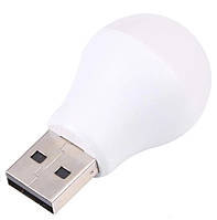 Светодиодная лампа USB, AQUAXER LED, 6500K, 1 Вт, груша. Портативная USB лампа холодного белого света.