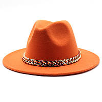 Шляпа Федора унисекс с устойчивыми полями Golden оранжевая