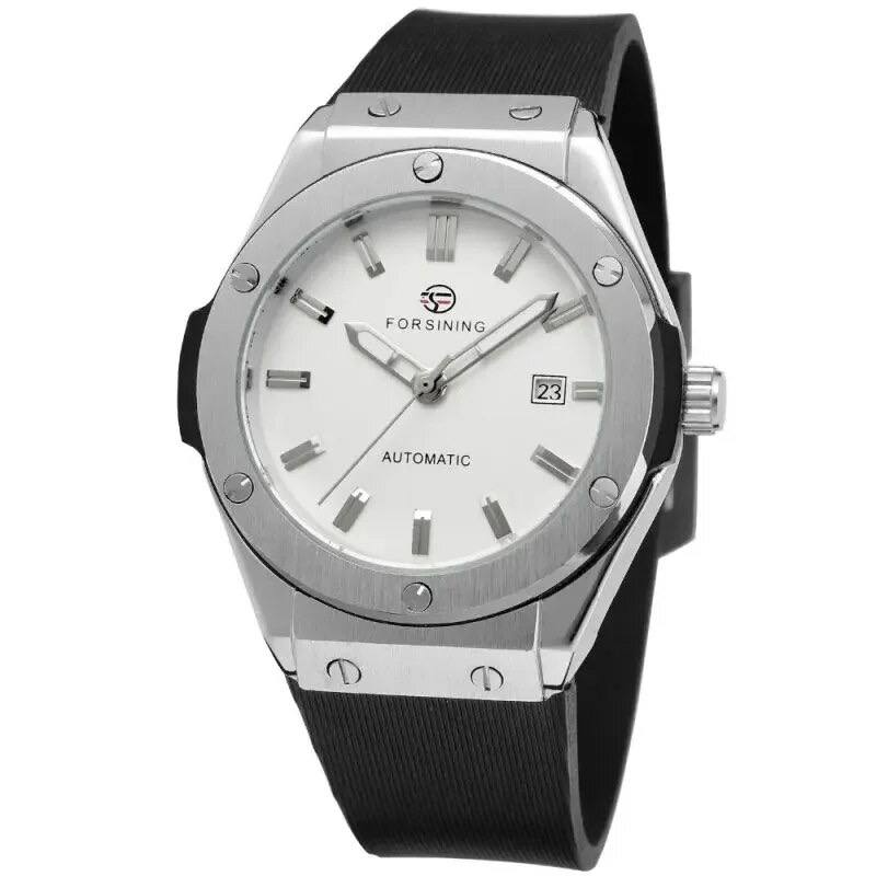 Механічні наручний чоловічий годинник з автопідзаводом Forsining Silver-White