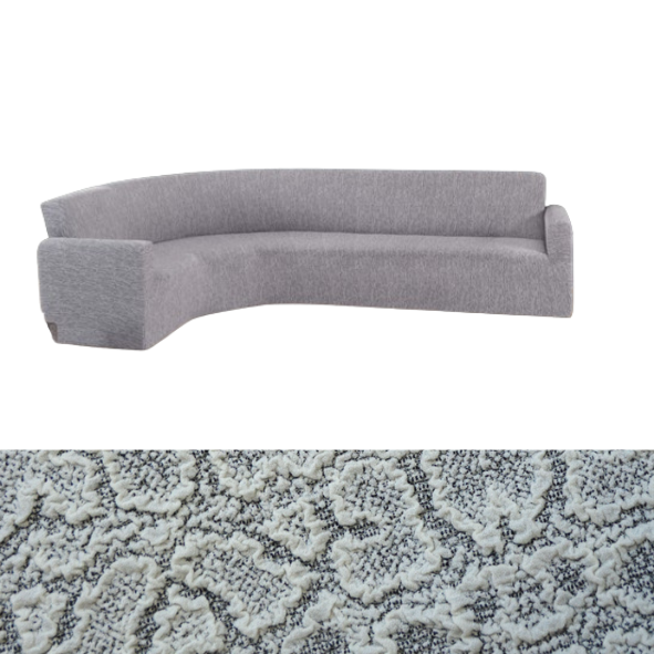 Чохол на кутовий диван Туреччина Жакардовий без оборки, універсальні чохли на кутові дивани без рюші Кремовий, фото 1