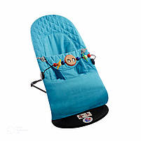 Дитячий шезлонг-гойдалка BABY Balance Soft A1 з дугою з іграшками синій в клітинку/бавовна (BBT-13-00), фото 11