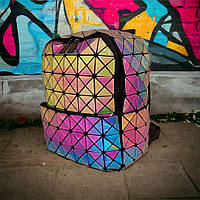 Рюкзак bao bao геометрический голографический радужный, Bao Bao, Яркий рюкзак хамелеон Треугольник №2