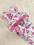 Літній бавовняний конверт з принтом квіти, рожевий, фото 2