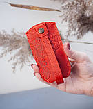 Чохол для ключів шкіряний червоний з тисненням Квітучий сад | Ключниця шкіряна, фото 7